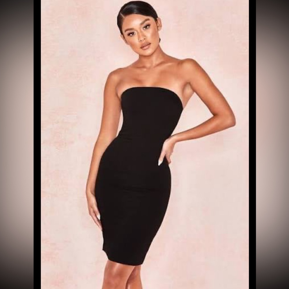 House of CB London Rinah Black Strapless Cocktail Mini Dress